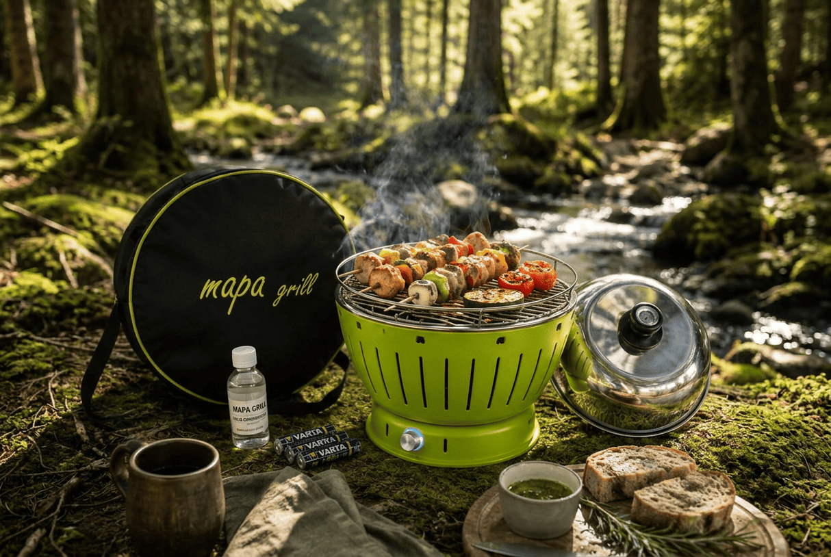 Barbecue (6 couleurs au choix)+ cloche + gel + pile + housse de transport + grille + réservoir