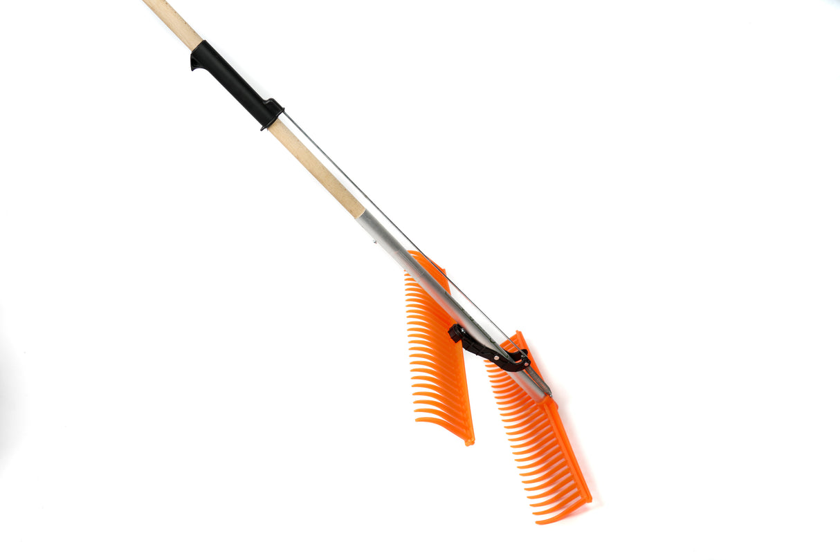 Râteau ramasse-feuille double fonction