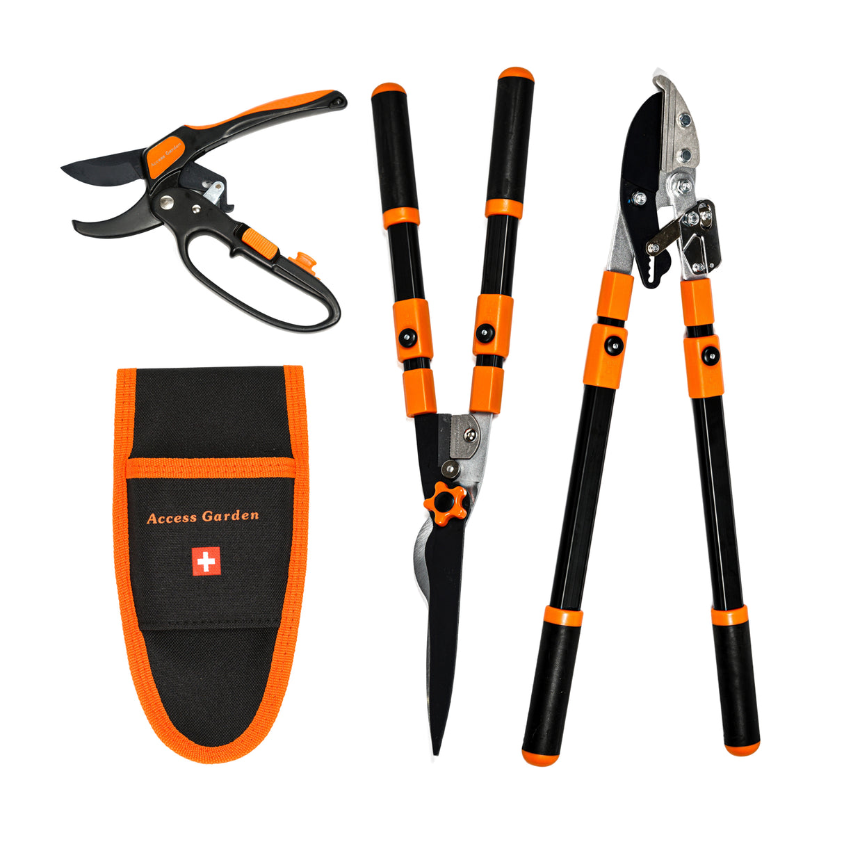 Pack d'outils : sécateur + coupe-branches + taille-haies