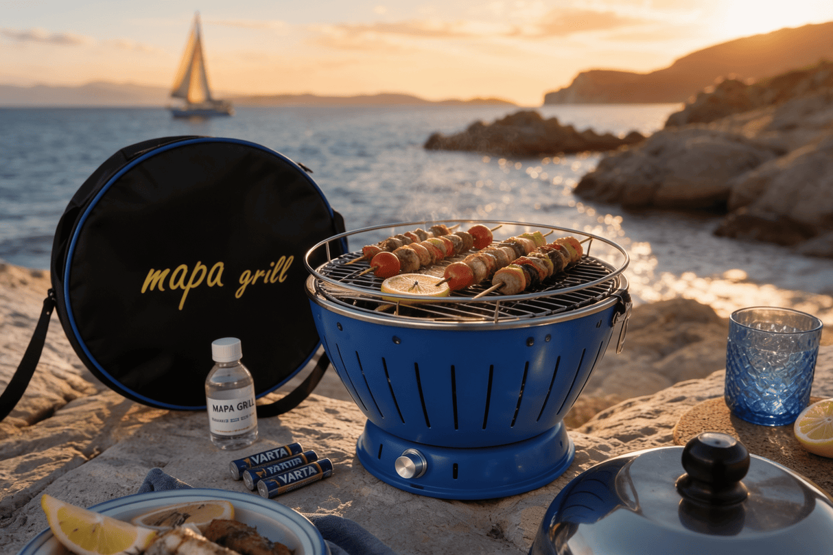 Barbecue (6 couleurs au choix)+ cloche + gel + pile + housse de transport + grille + réservoir